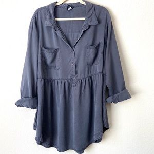 Torrid Charcoal Grey Button Front Babydoll Top